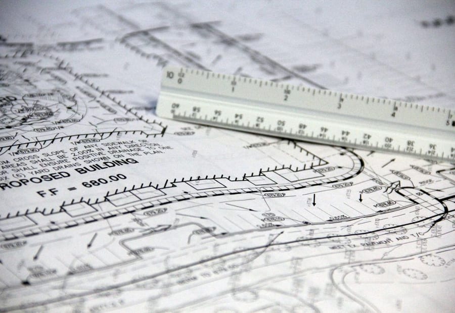 SSTS permit application and a mound system site plan laid out on a truck tailgate in Blue Earth County